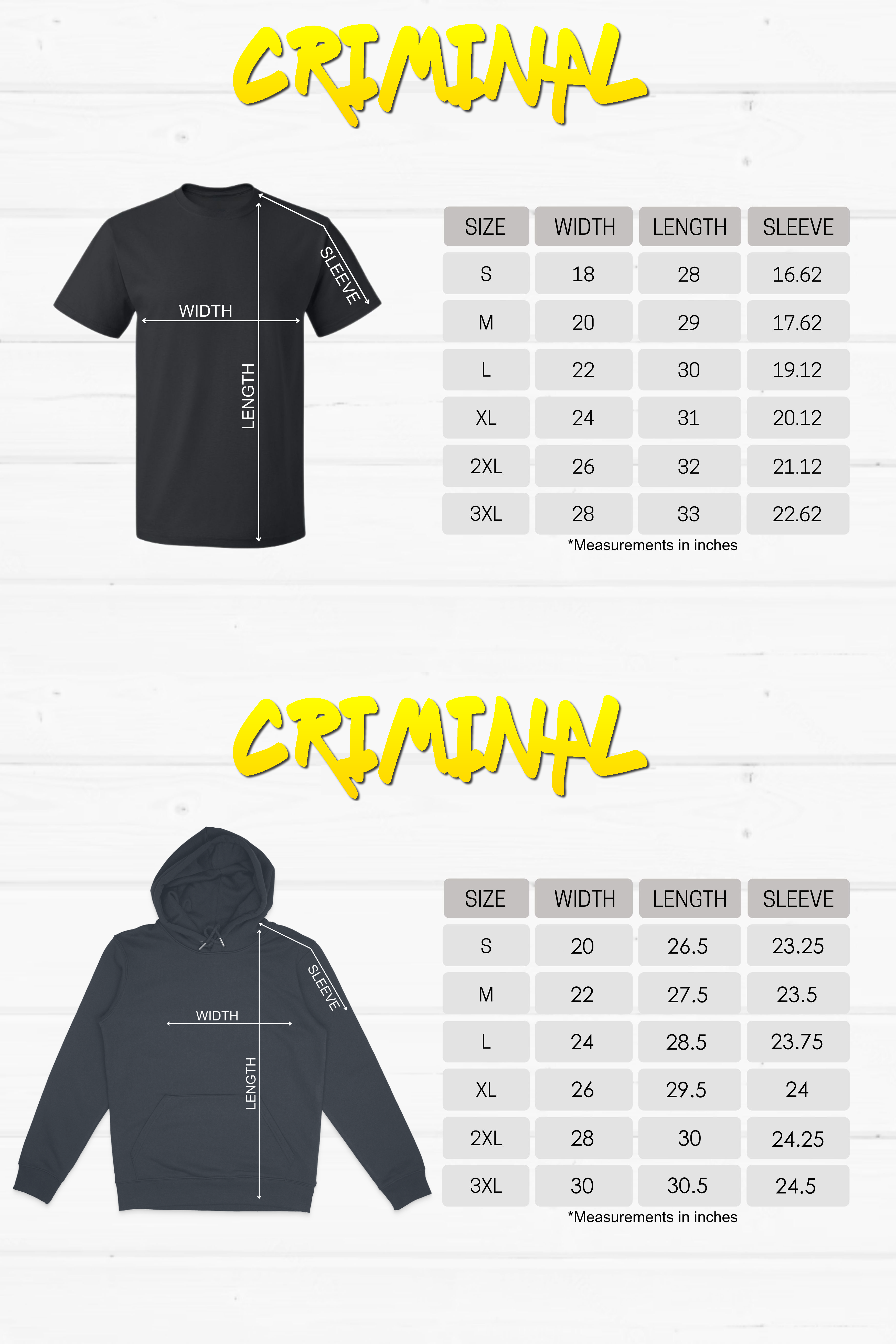 Fine Shyt T-Shirt size chart